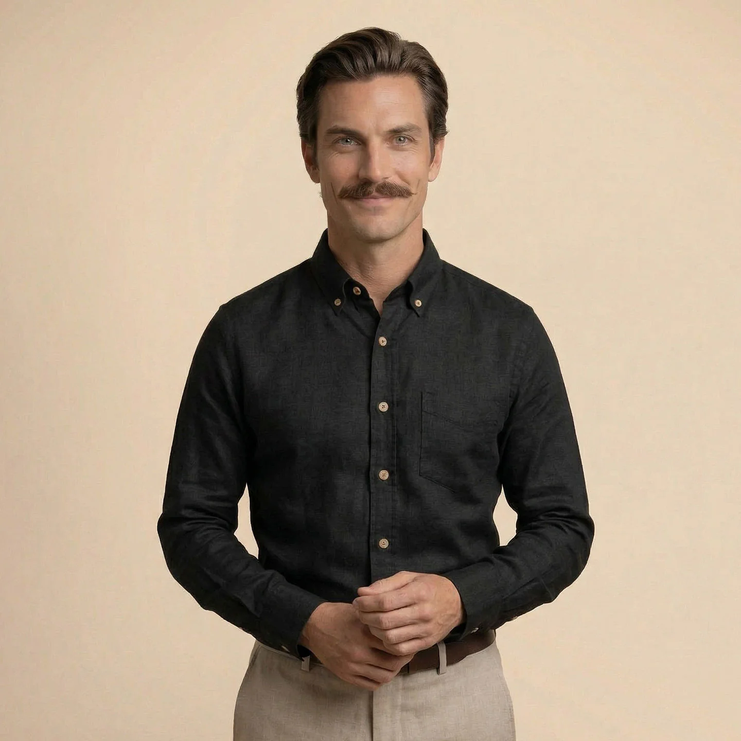 Breeze Linen Full Sleeves Shirt In Midnight - Image 3
