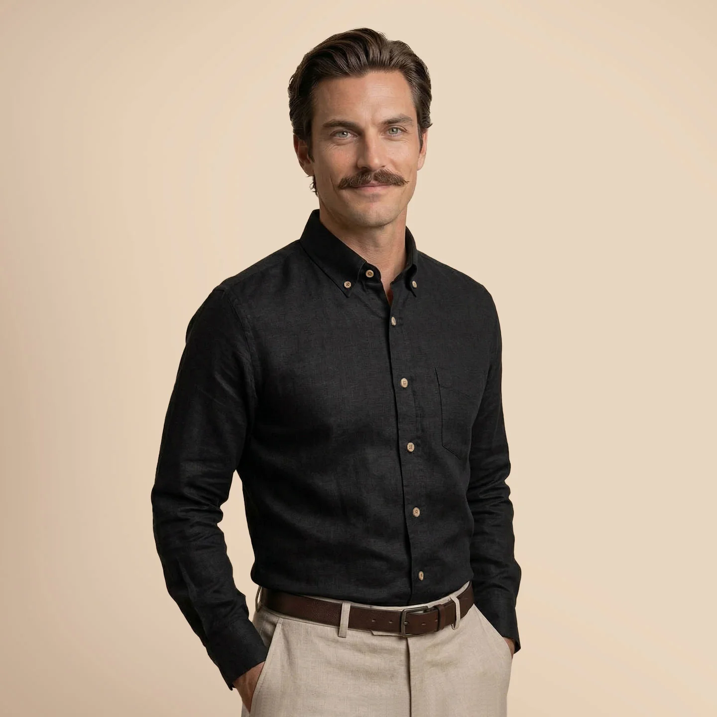 Breeze Linen Full Sleeves Shirt In Midnight - Image 6