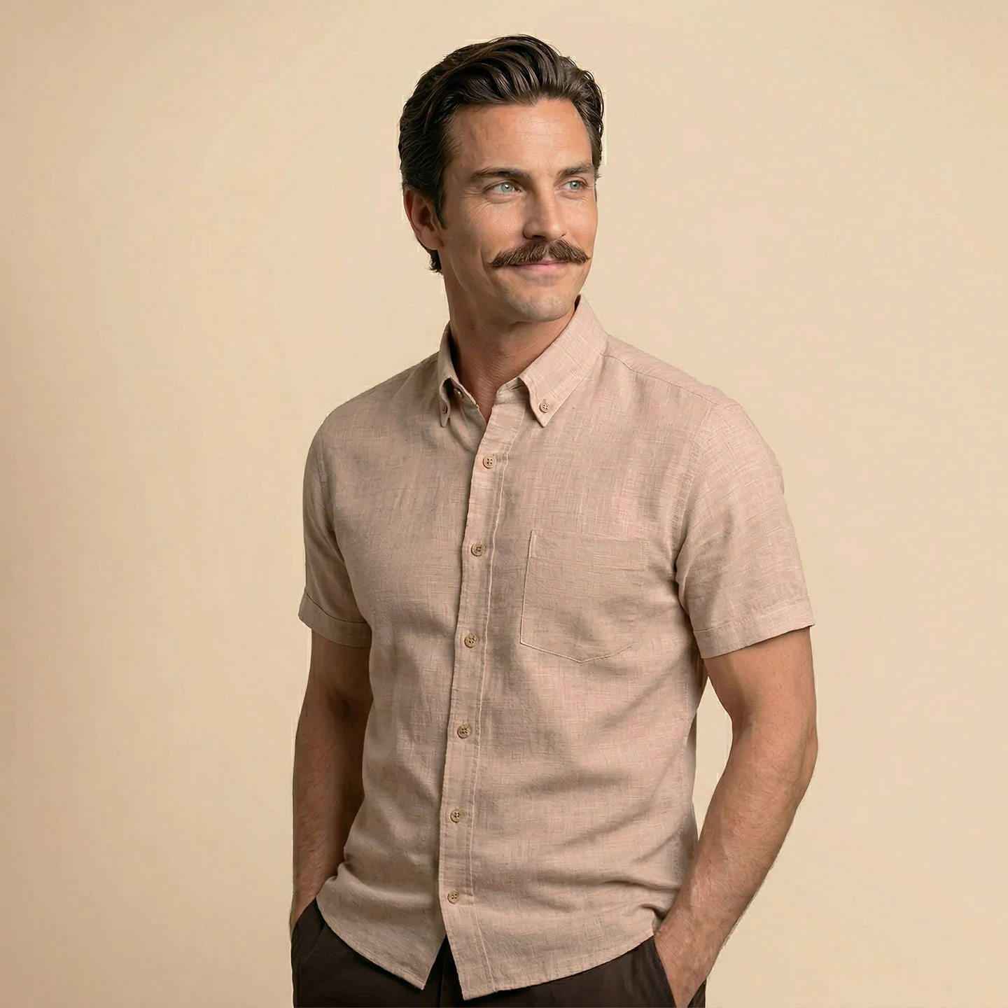 Breeze Linen Half Sleeves Shirt In Velvet Rose - Image 6