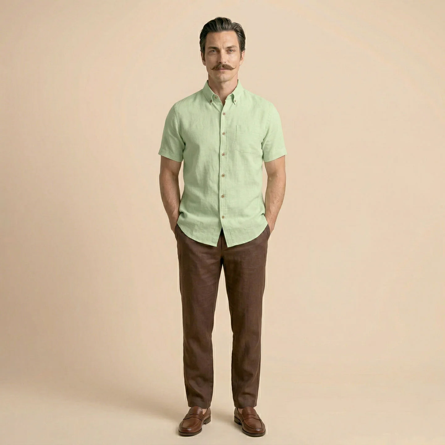 Breeze Linen Half Sleeves Shirt In Grass - Image 5