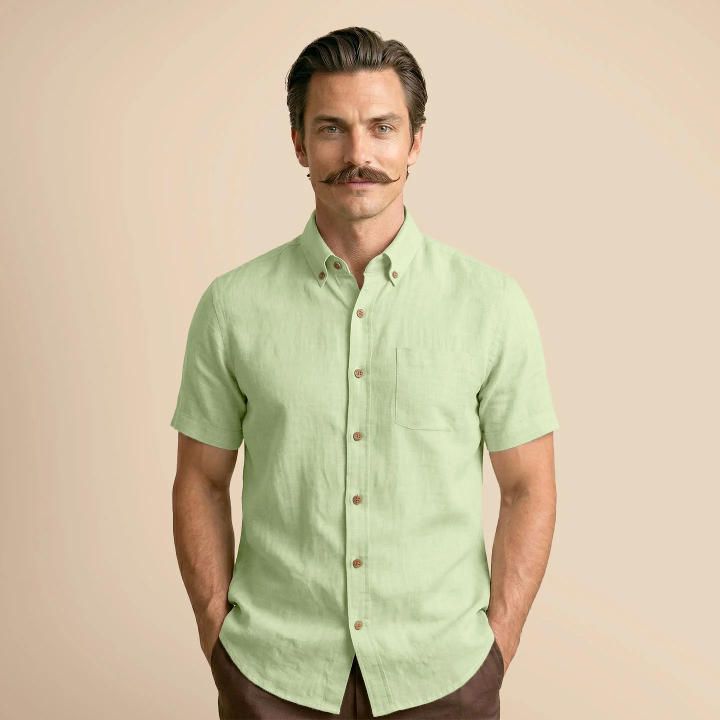 Breeze Linen Half Sleeves Shirt In Grass - Image 6