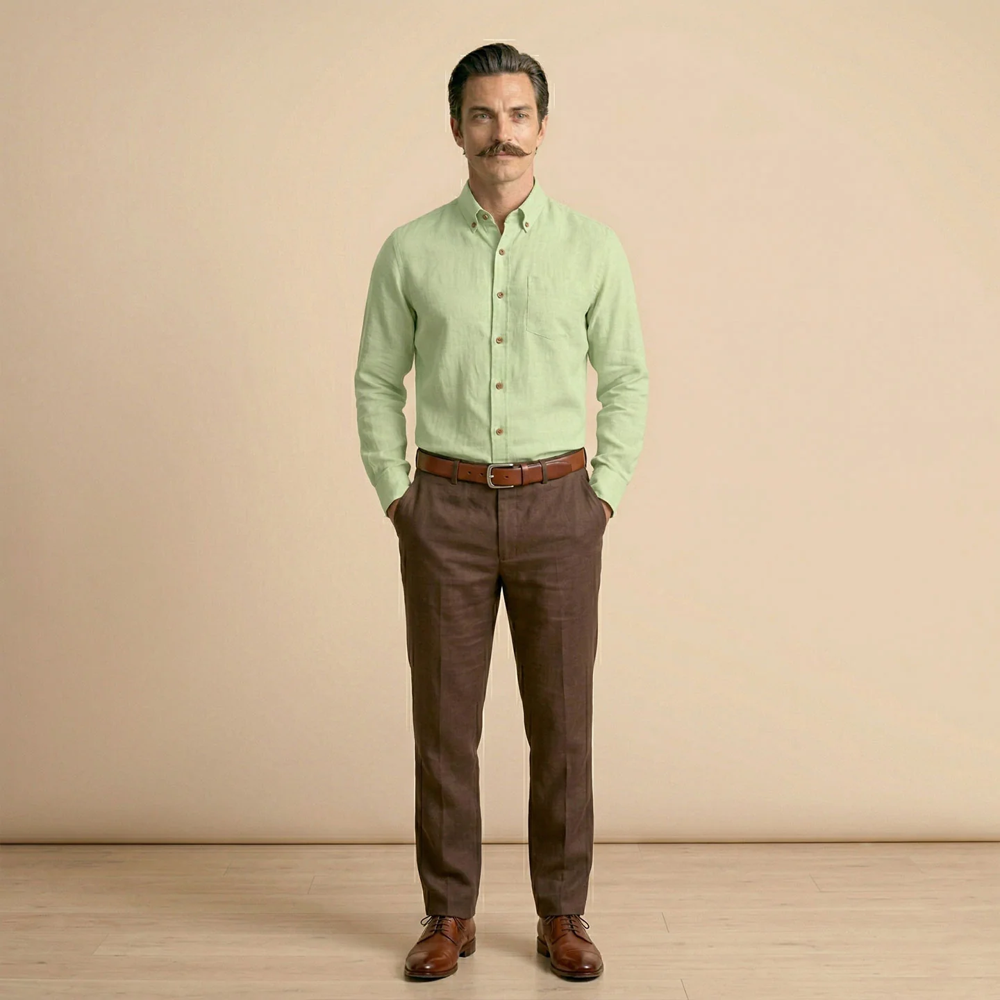 Breeze Linen Full Sleeves Shirt In Leaf Green - Image 5