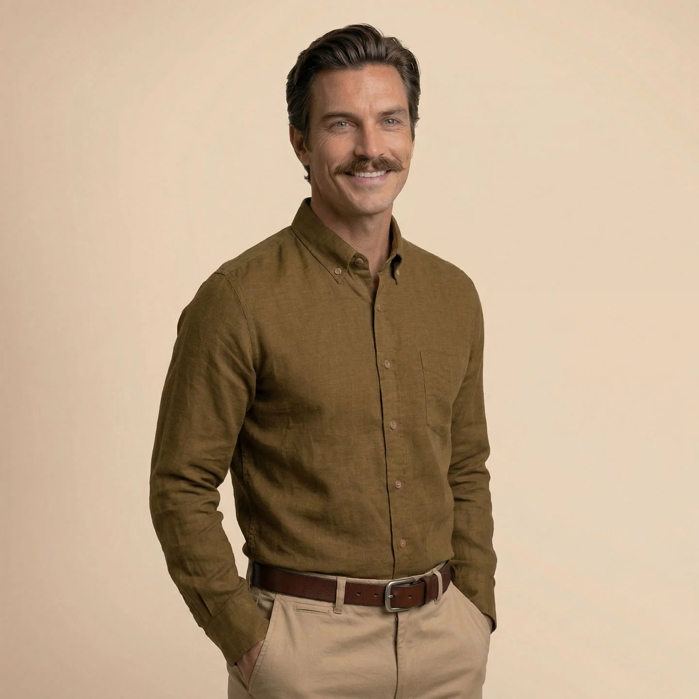 Breeze Linen Full Sleeves Shirt In Mocha - Image 3