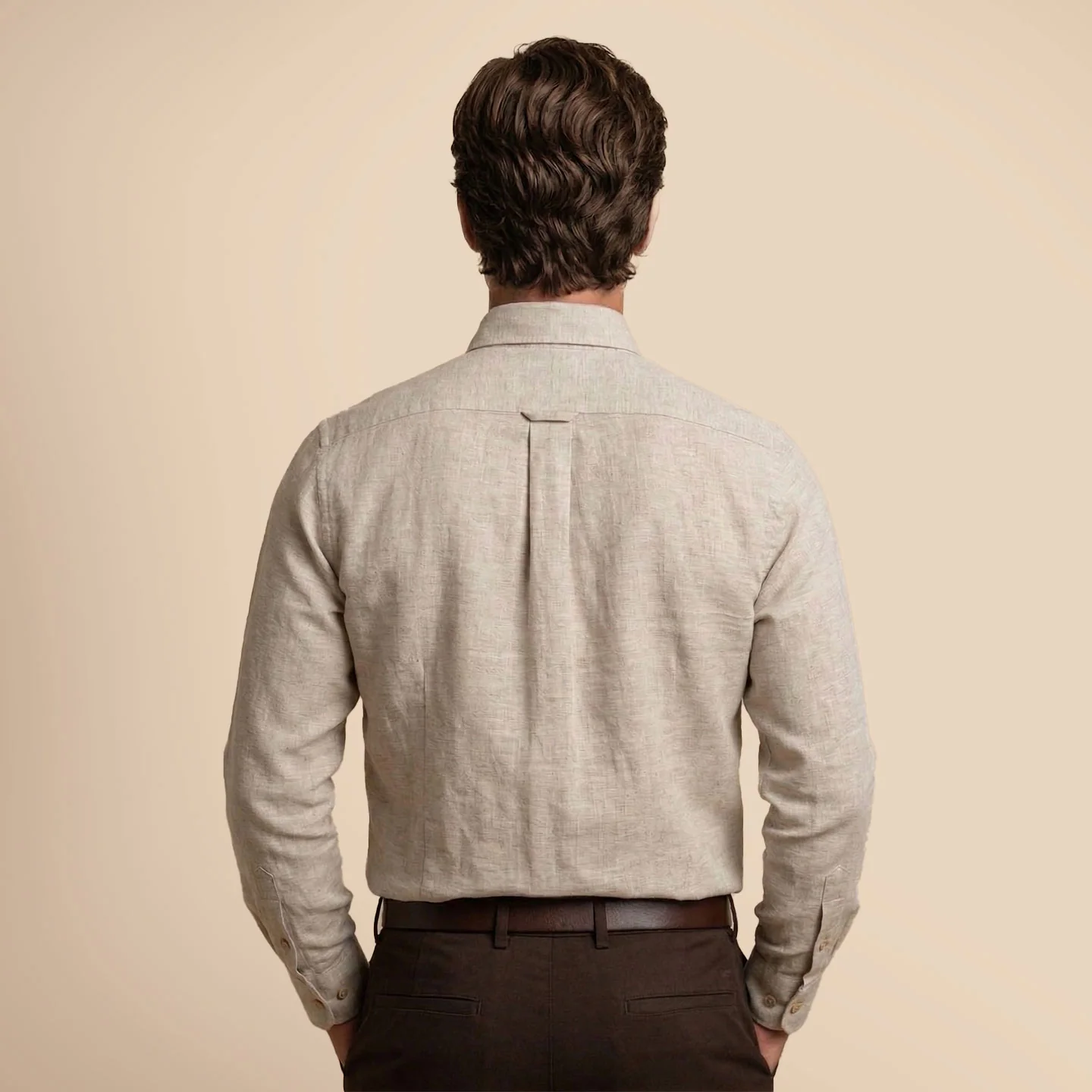 Breeze Linen Full Sleeves Shirt In Mushroom - Image 4