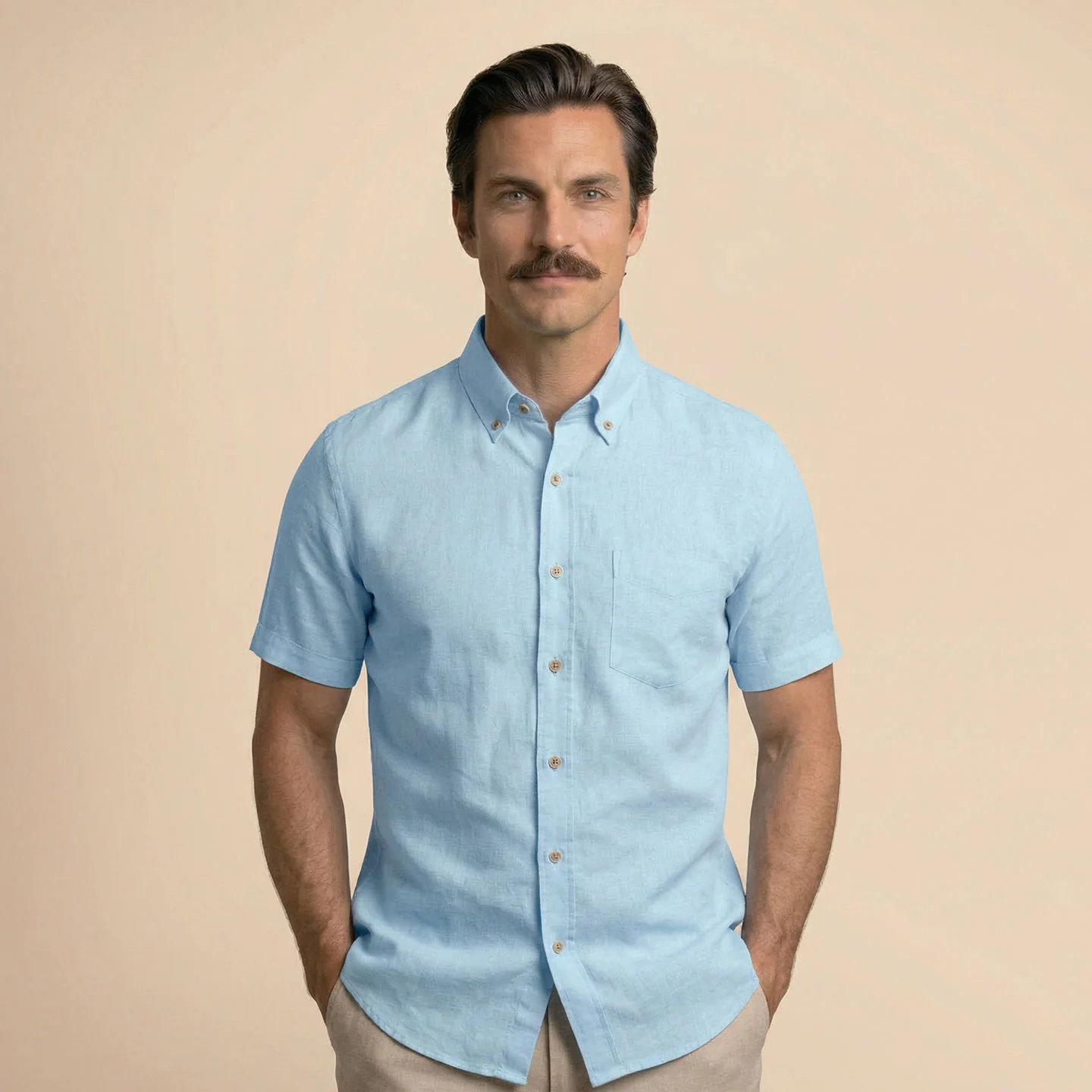 Breeze Linen Half Sleeves Shirt In Powder Blue - Image 6
