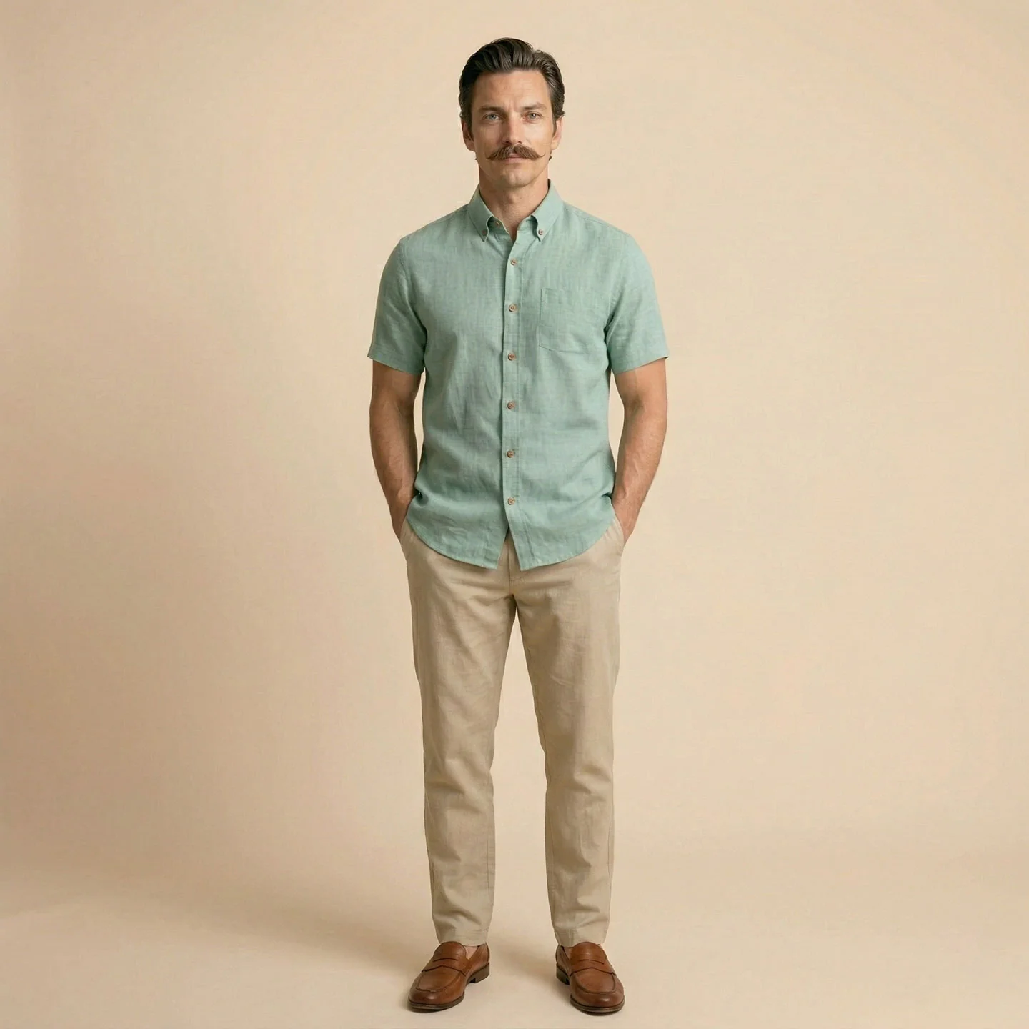 Breeze Linen Half Sleeves Shirt In Watercress - Image 5