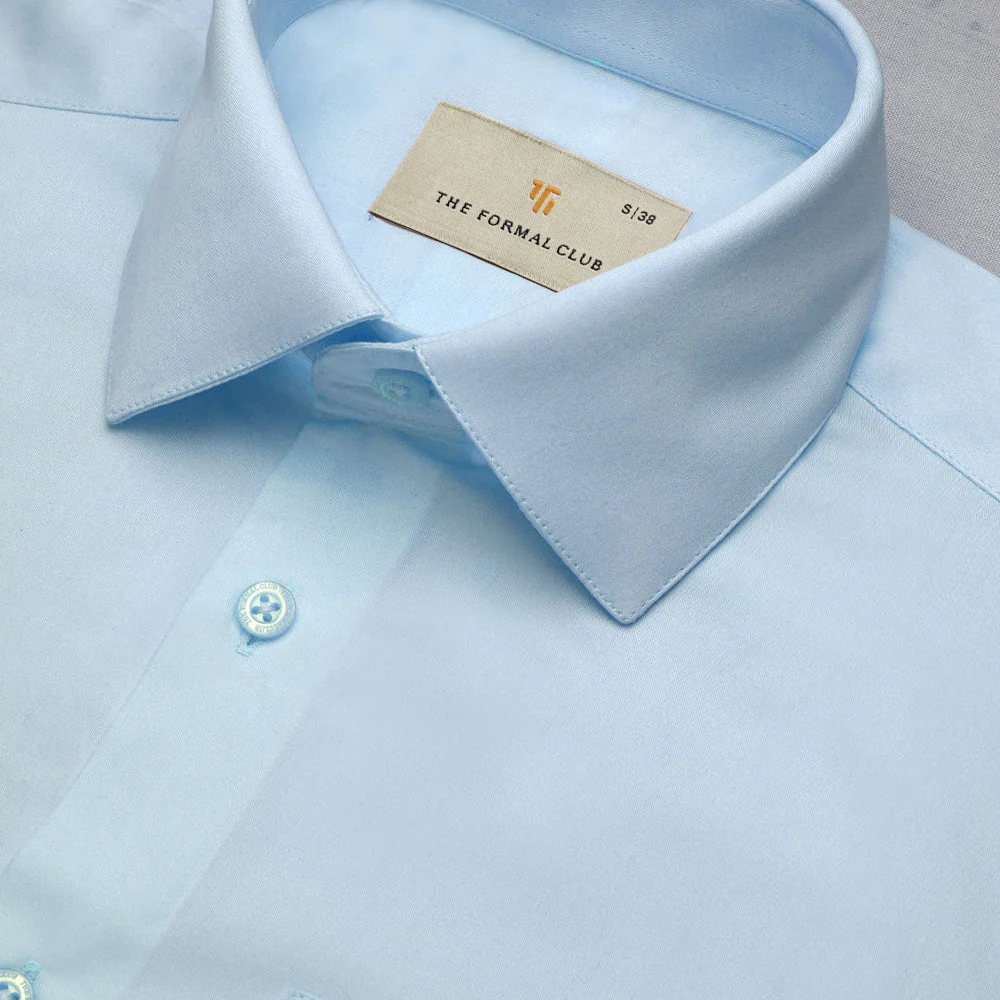 Cambridge Giza Cotton Shirt In Ice Blue - Image 3