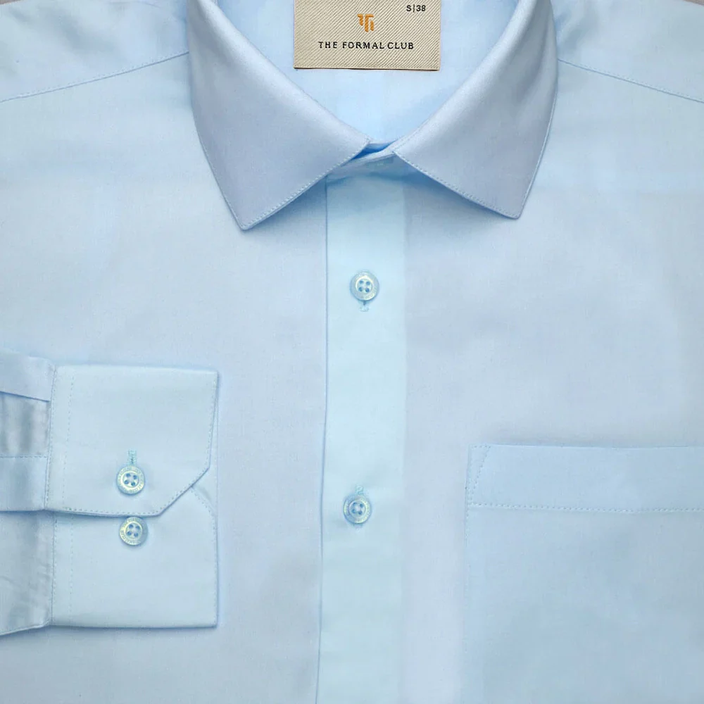 Cambridge Giza Cotton Shirt In Ice Blue - Image 4
