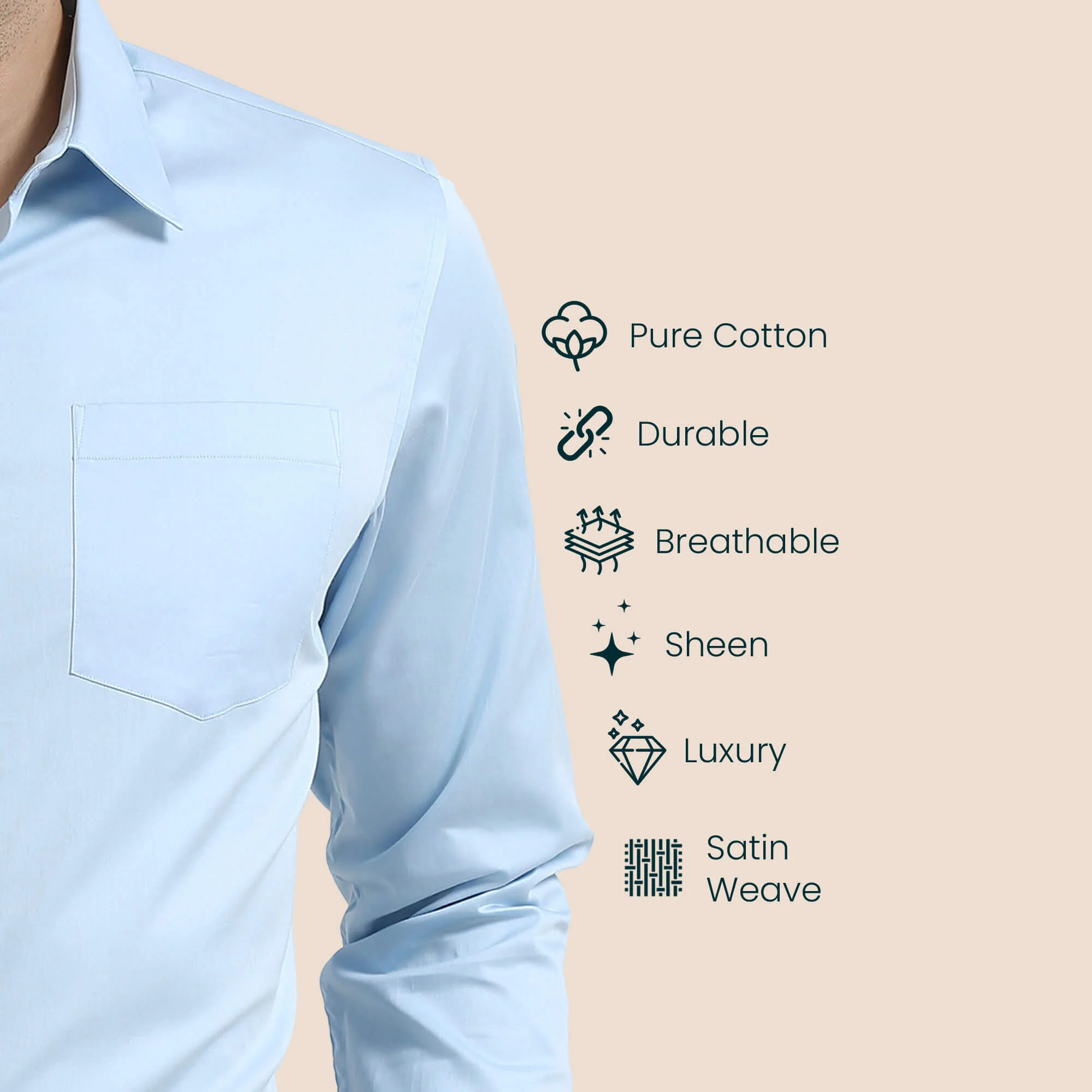 Cambridge Giza Cotton Shirt In Ice Blue - Image 5