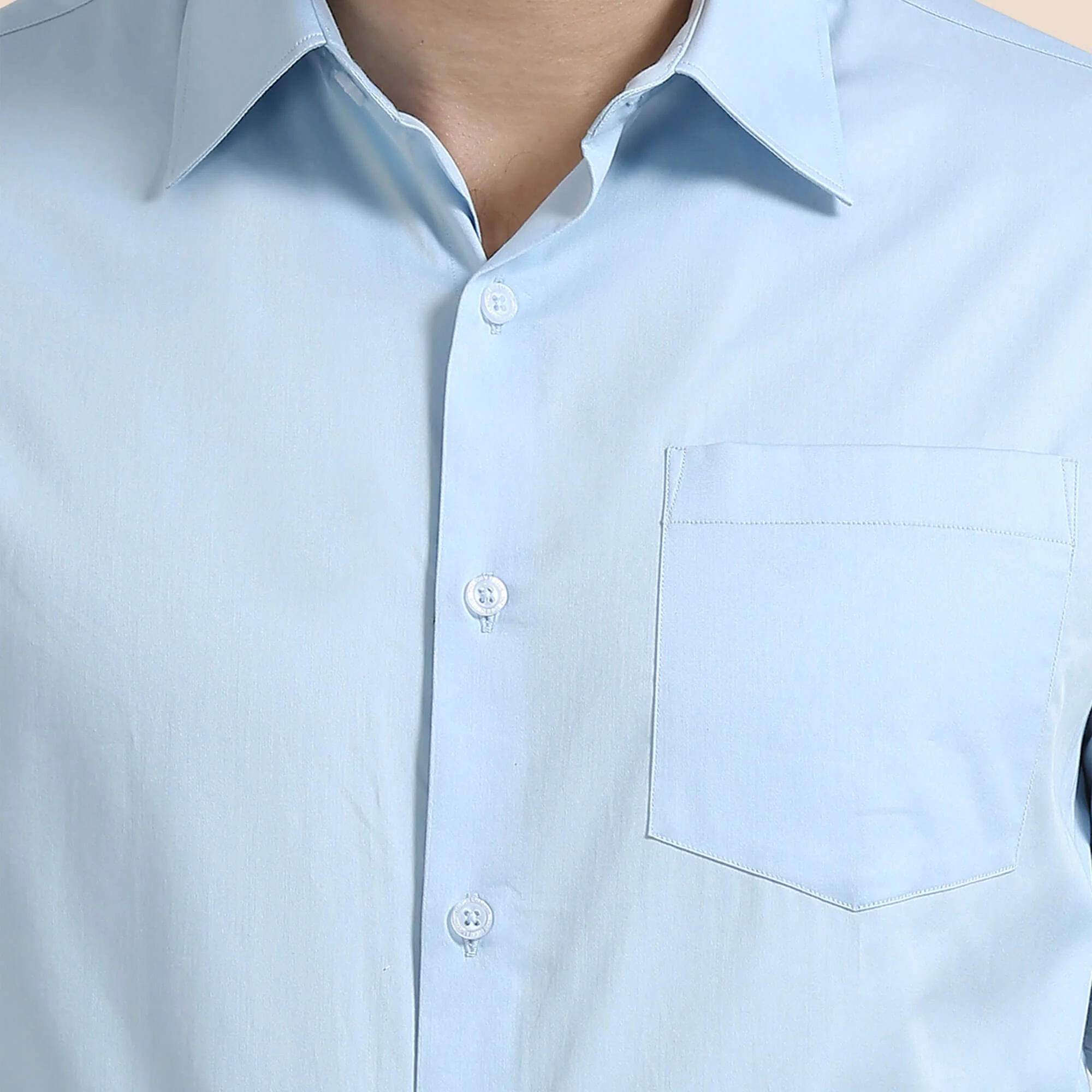 Cambridge Giza Cotton Shirt In Ice Blue - Image 7