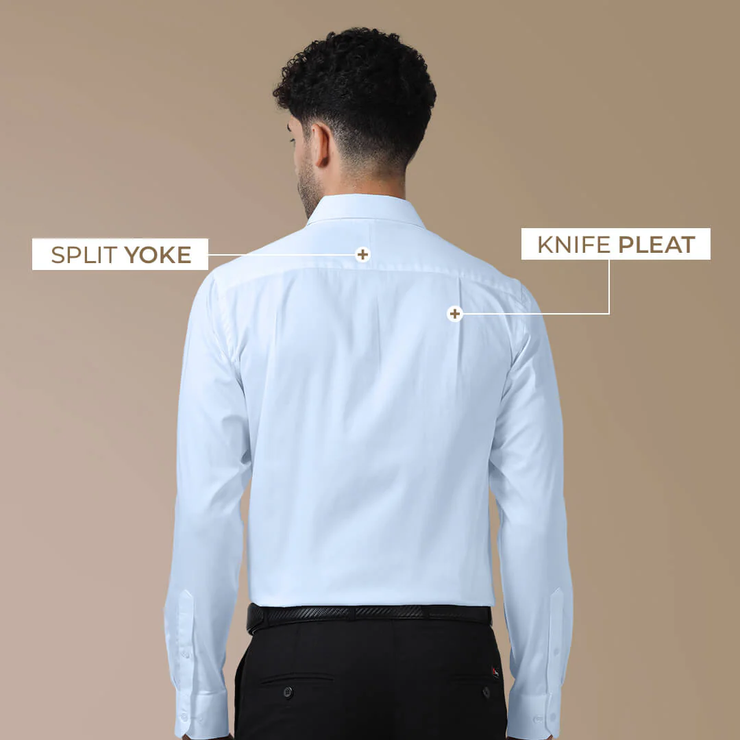 Cambridge Giza Cotton Shirt In Ice Blue - Image 8