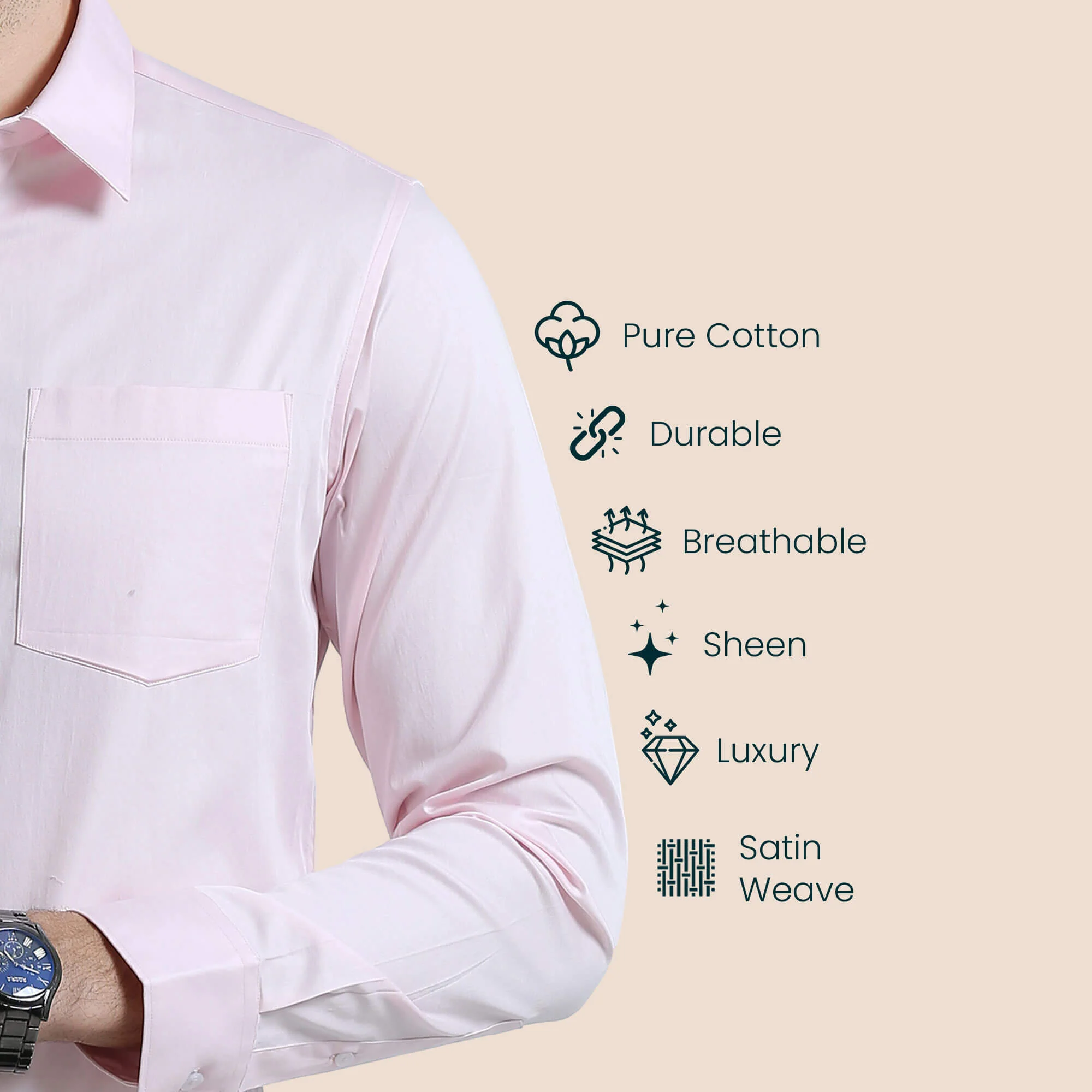 Cambridge Giza Cotton Shirt In Powder Pink - Image 6