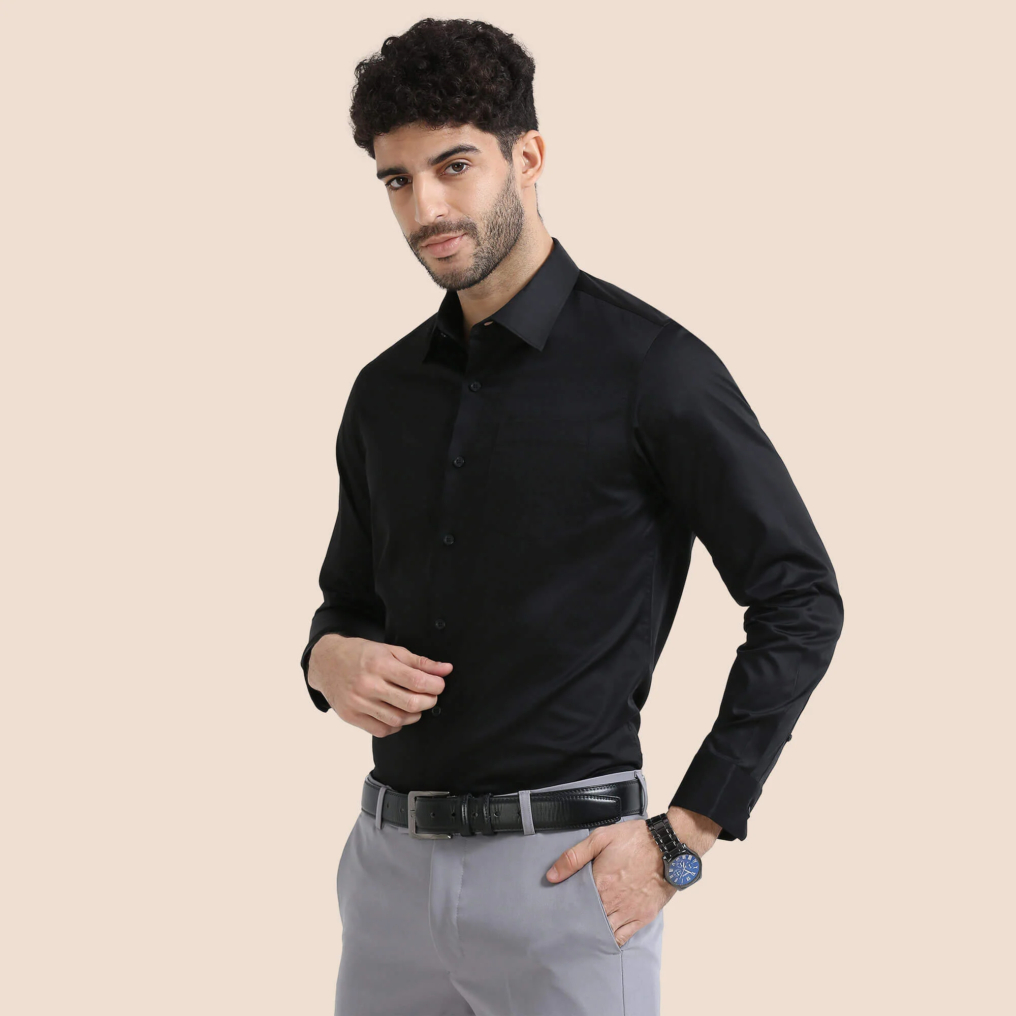 Cambridge Giza Cotton Shirt In Raven - Image 5