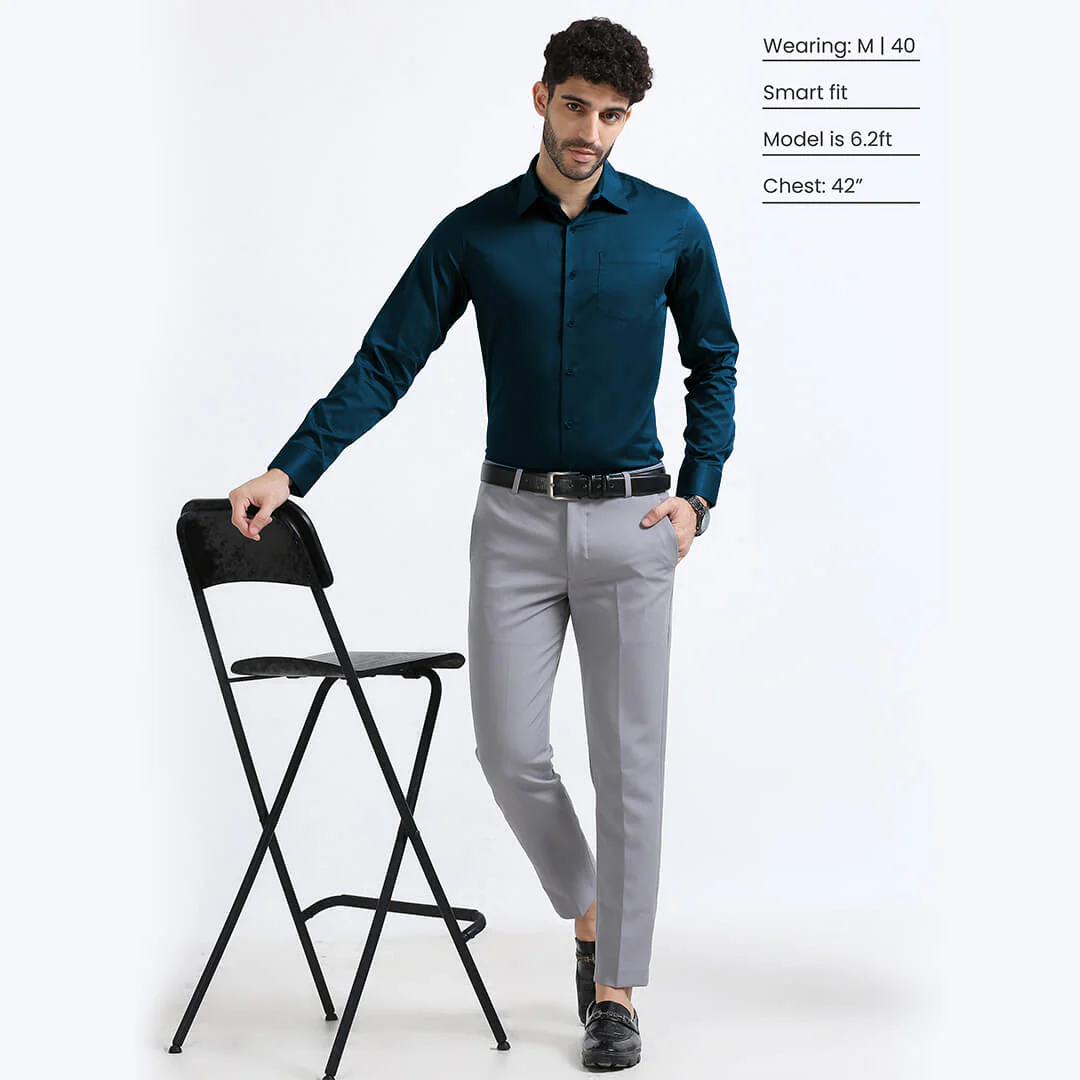 Cambridge Giza Cotton Shirt In Slate Blue - Image 8