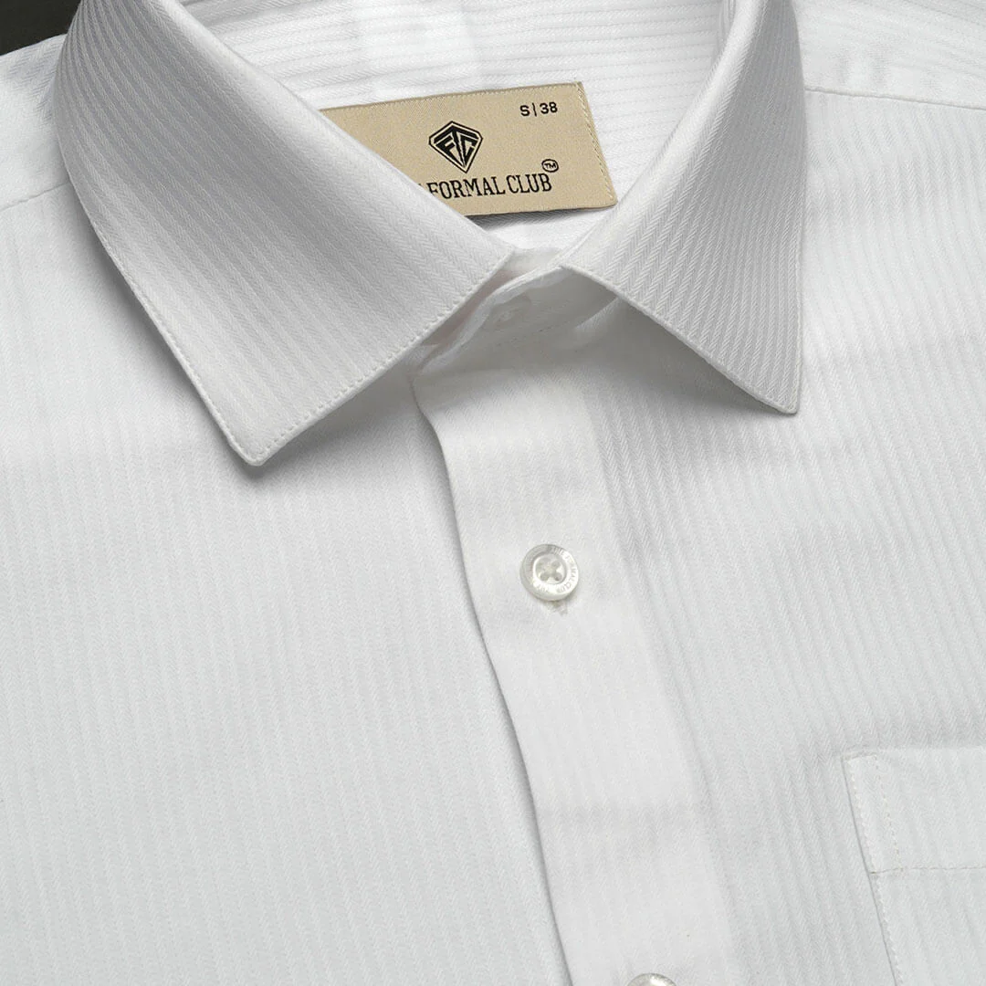Crest Self Stripe 2 Ply Giza Shirt in Cloud White - Image 5
