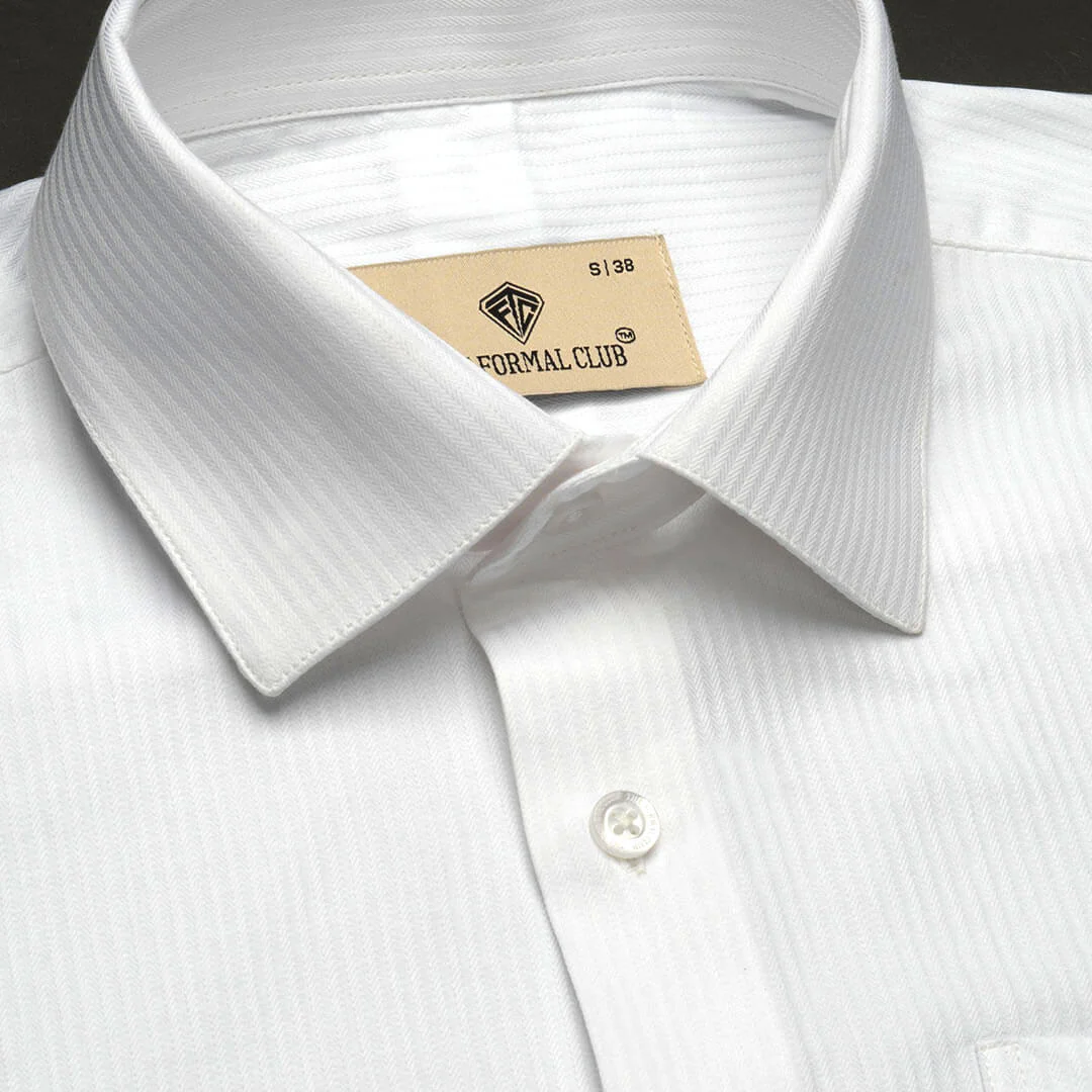 Crest Self Stripe 2 Ply Giza Shirt in Cloud White - Image 8