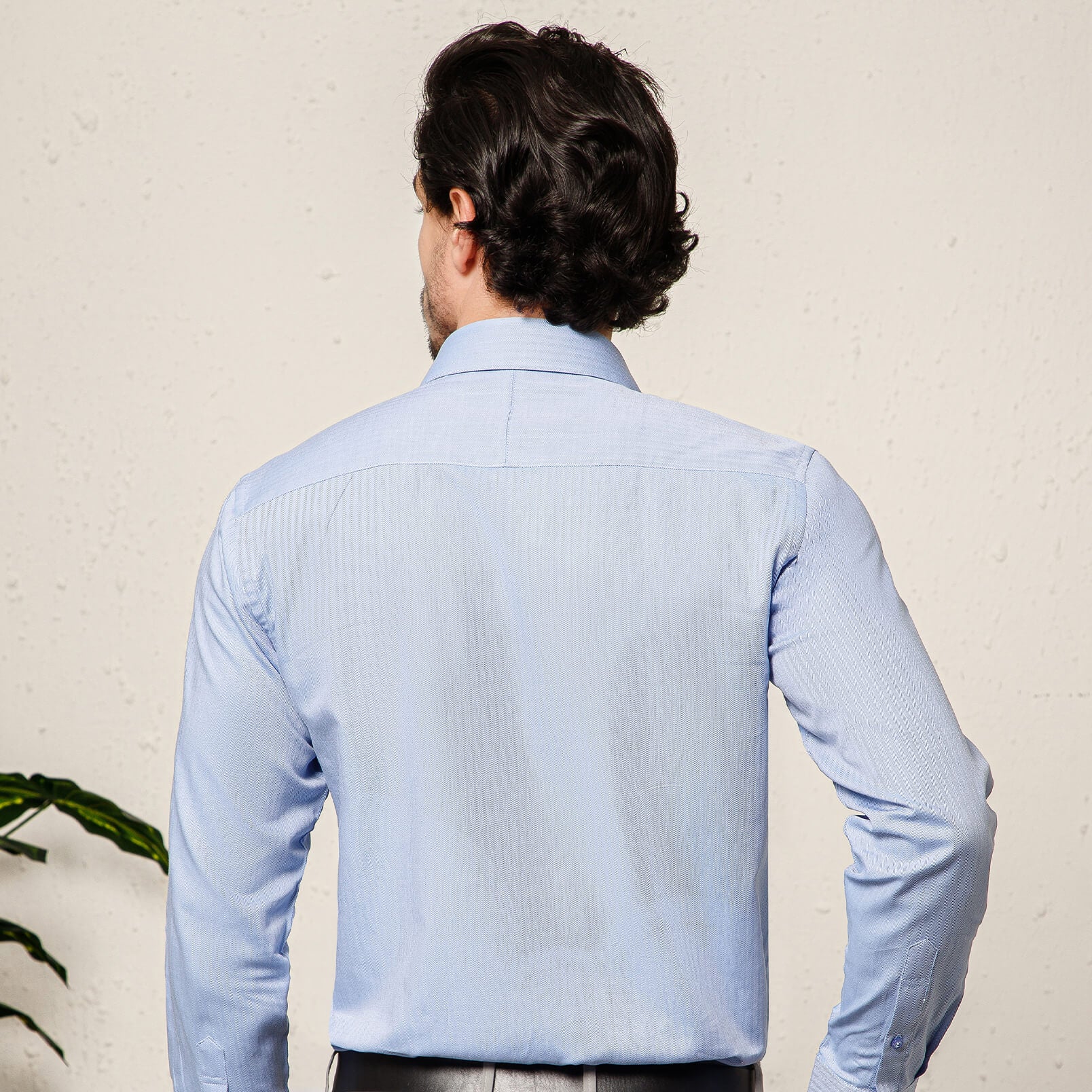 Imperial Herringbone 2 Ply Giza Shirt In Cornflower - Image 4