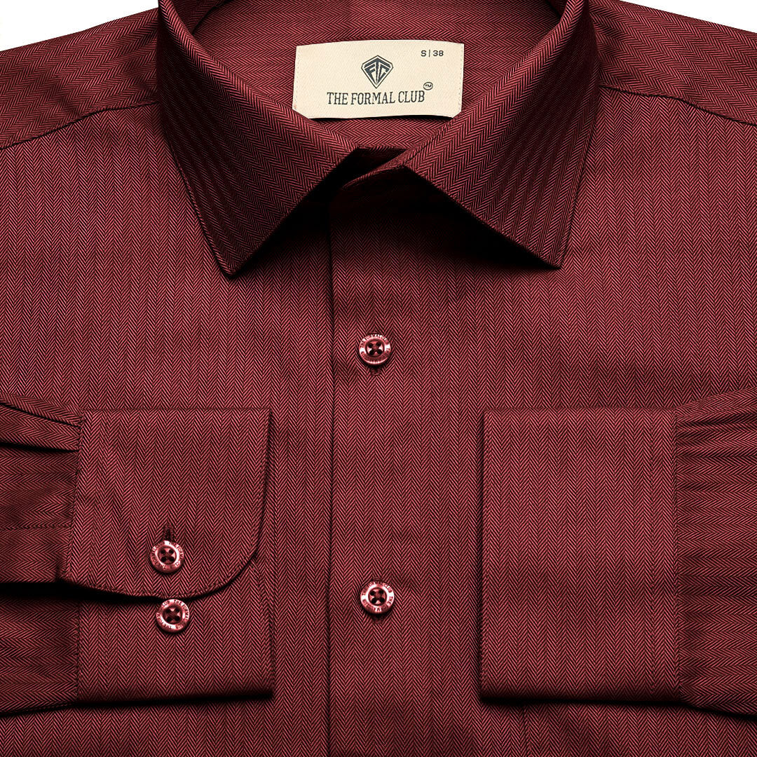 Imperial Herringbone 2 Ply Giza Shirt In Ruby - Image 3