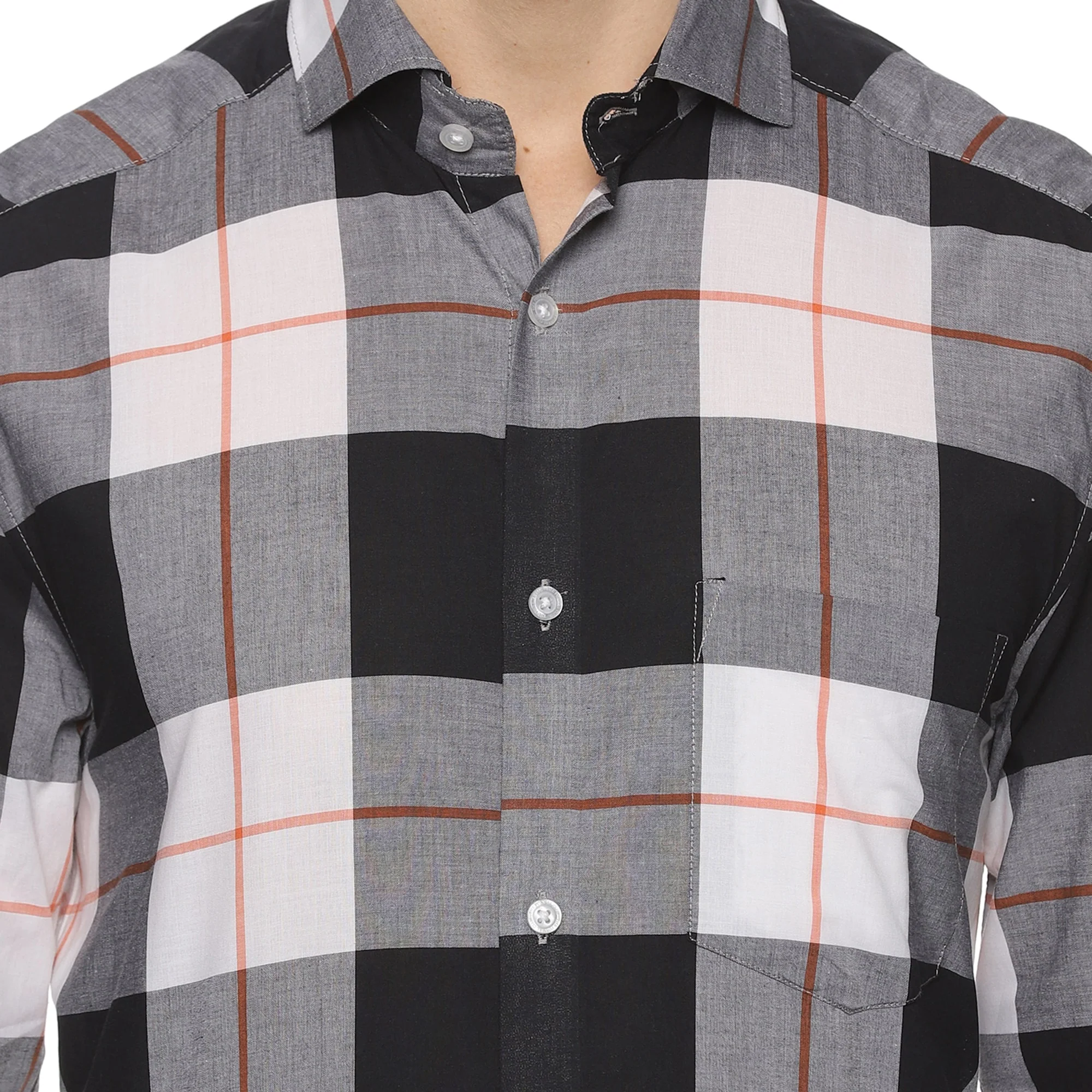 Maverick Cotton Check Shirt In White & Black - Image 6