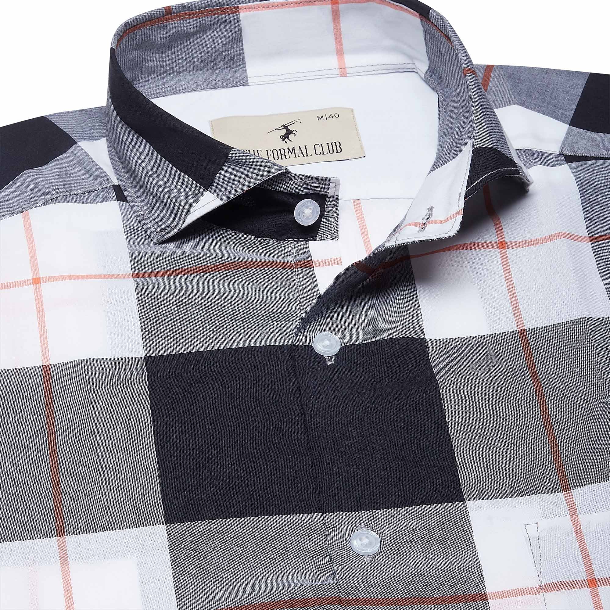 Maverick Cotton Check Shirt In White & Black - Image 7