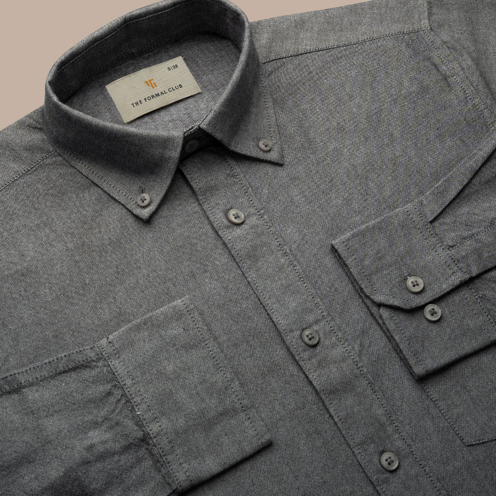 Regal Oxford Solid shirt in Ash Grey - Image 4