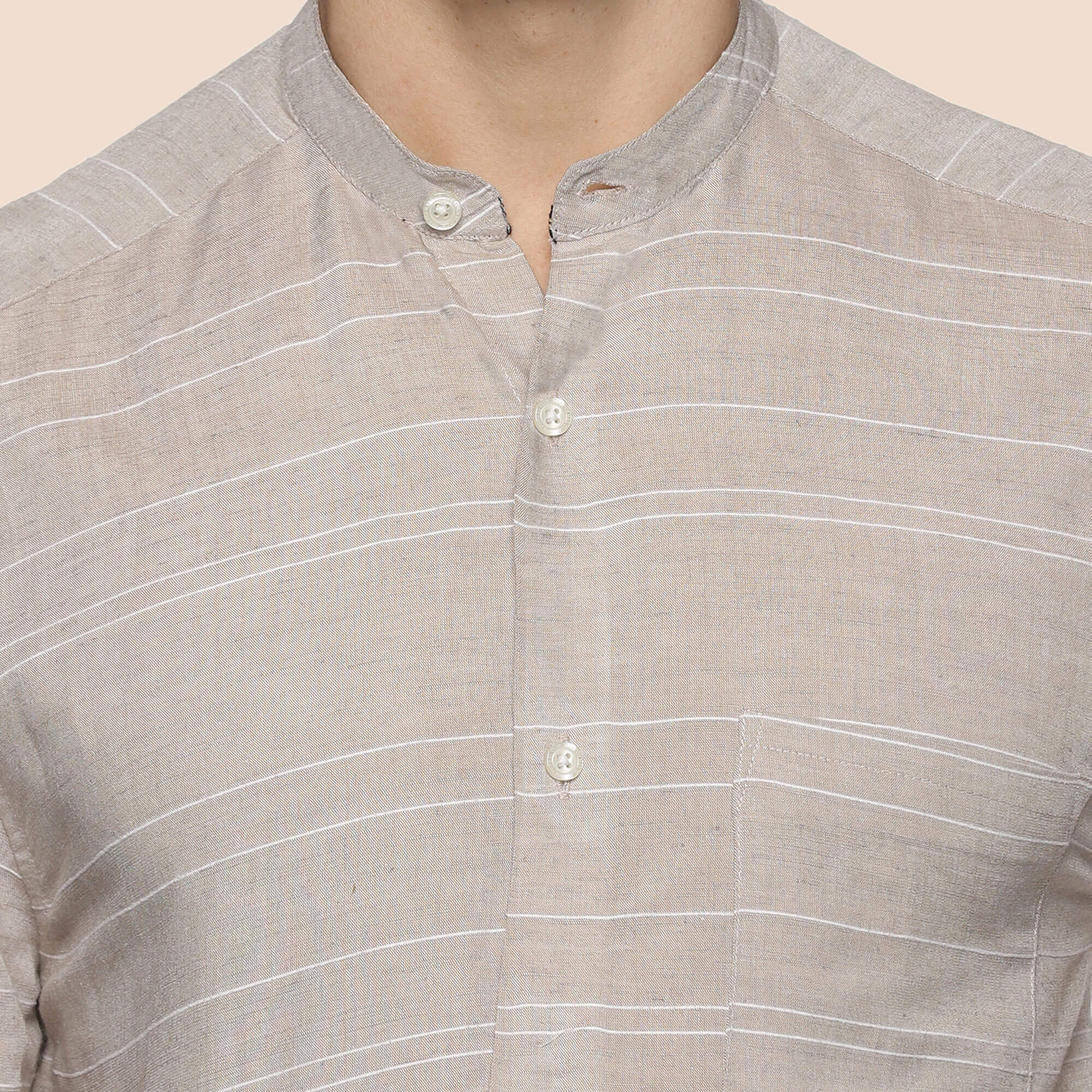 Skyline Stripes Mandarin Shirt In Grey - Image 6