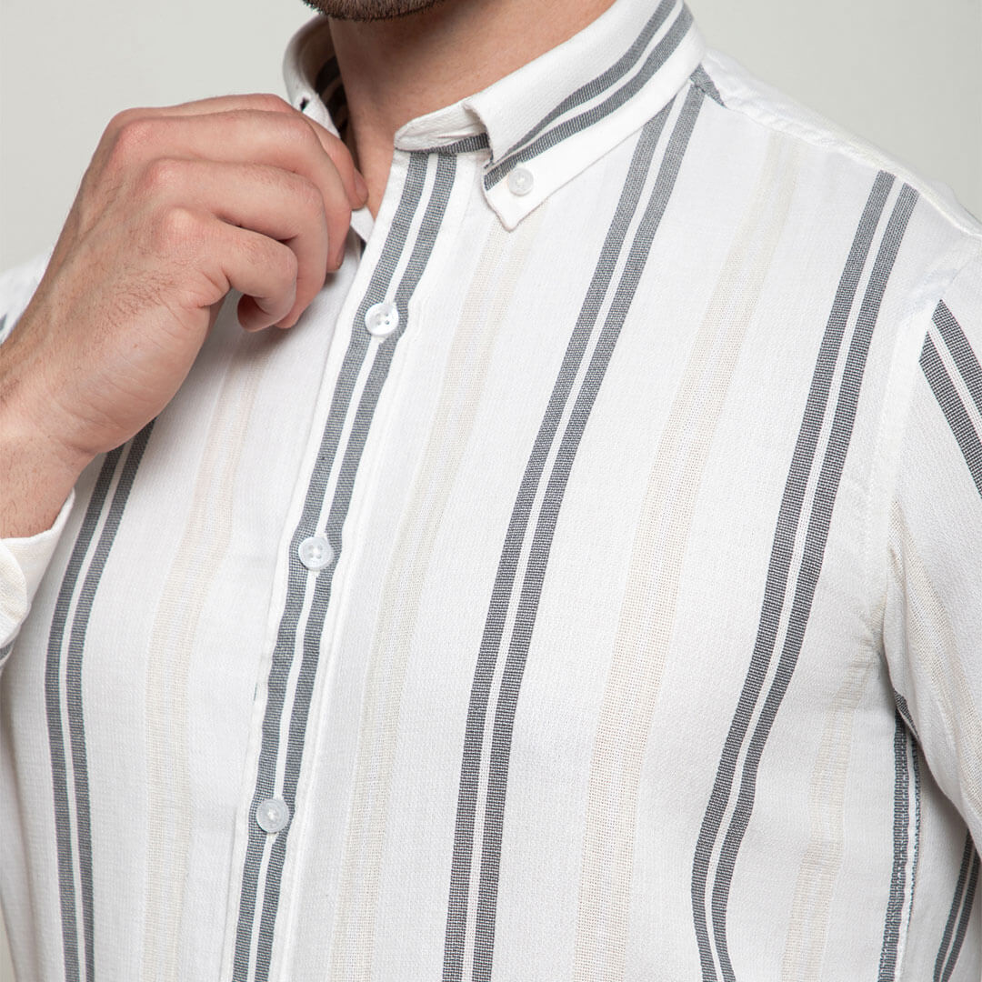 Skyline Twin Stripes Shirt In Grey - Image 3