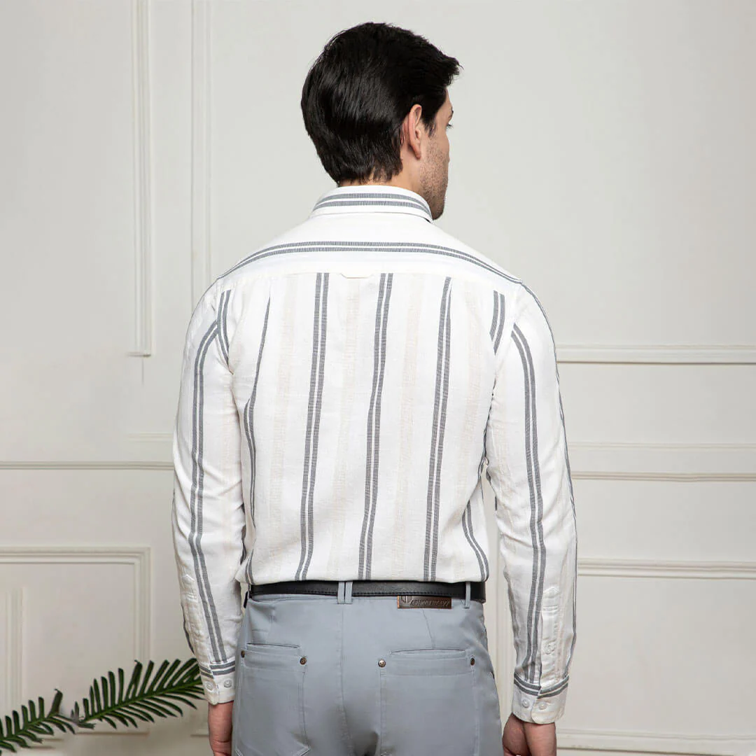 Skyline Twin Stripes Shirt In Grey - Image 5