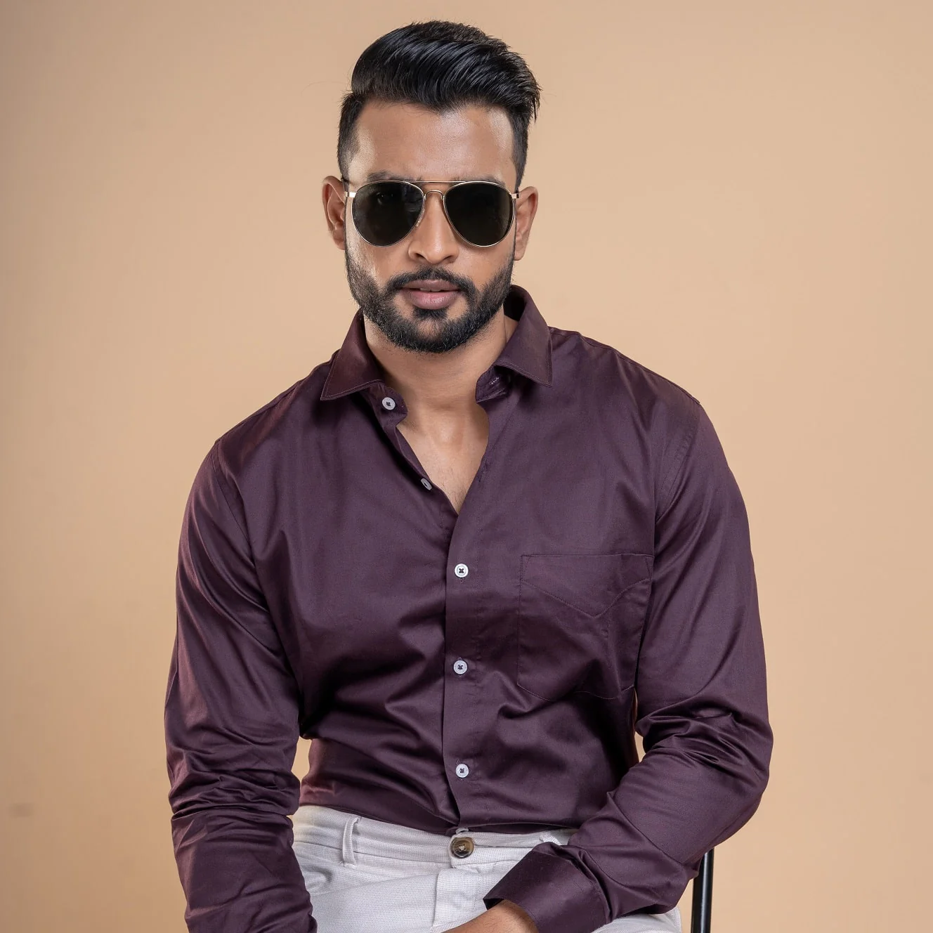 Swiss Finish Giza Cotton Shirt In Burgundy - Image 5