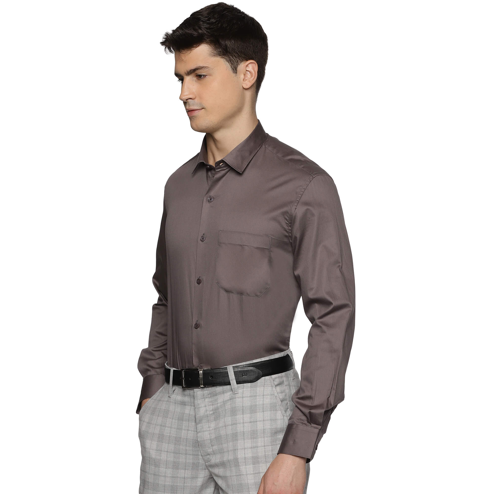 Swiss Finish Giza Cotton Shirt In Dark steel - Image 3