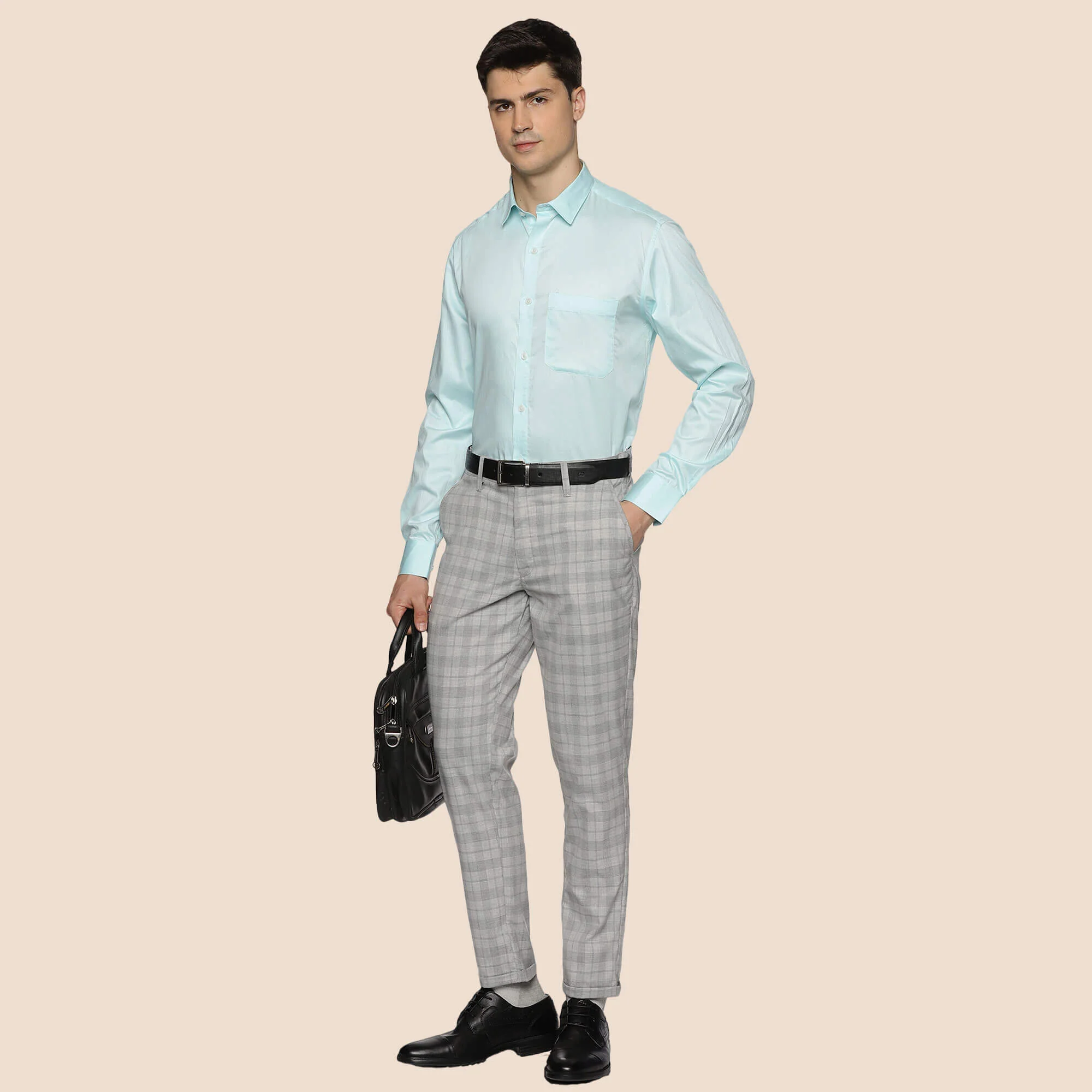Swiss Finish Giza Cotton Shirt In Pastel Aqua - Image 5