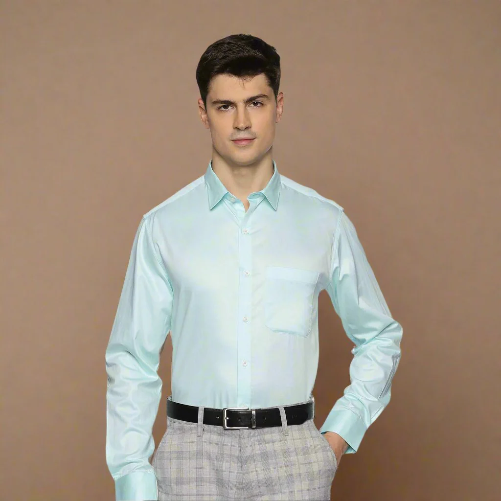 Swiss Finish Giza Cotton Shirt In Pastel Aqua - Image 6