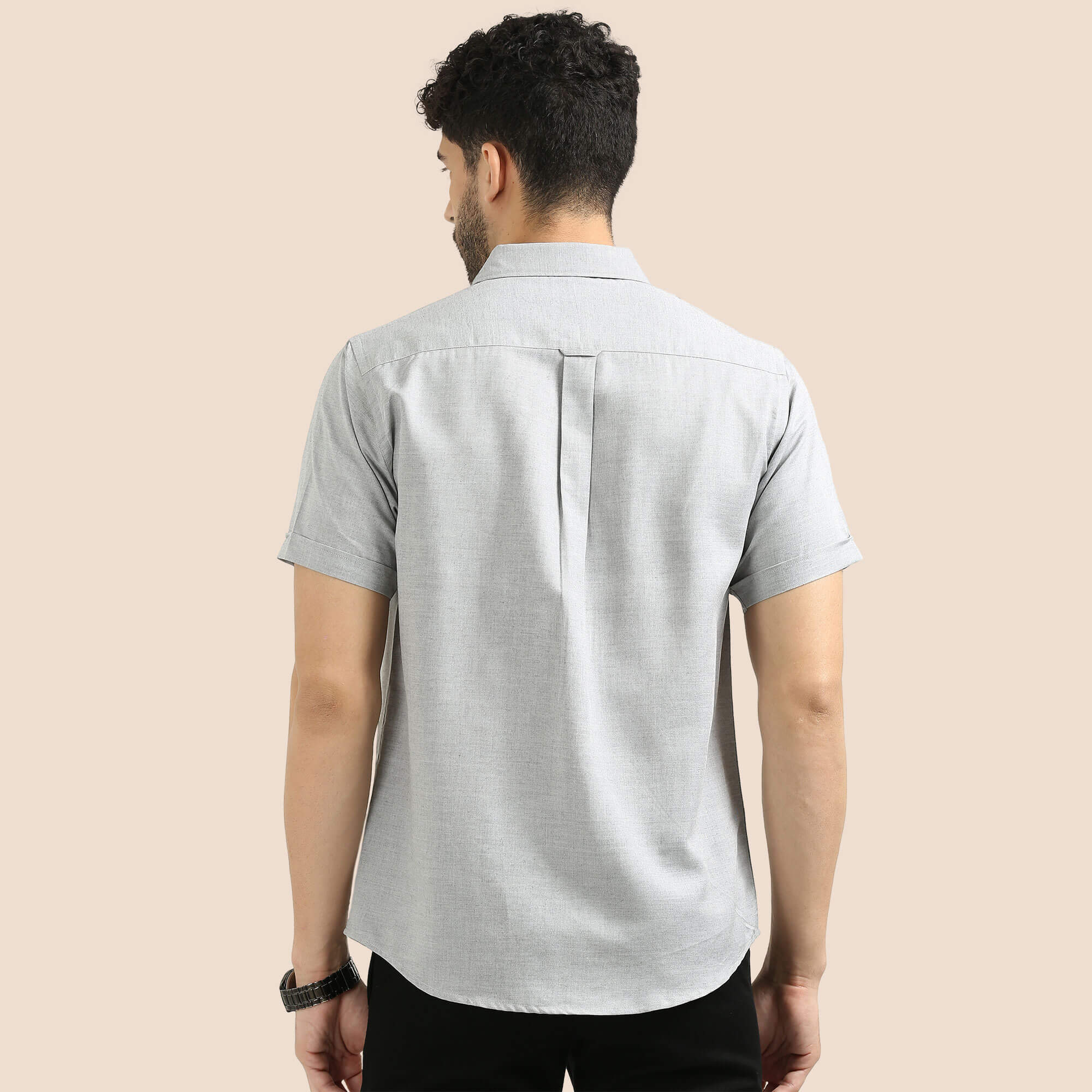 Woods Lyocell Half Sleeves Shirt In Grey Melange - Image 5